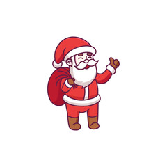 Cute santa claus cartoon character holding gifts
