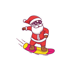 Cute santa claus cartoon character holding gifts
