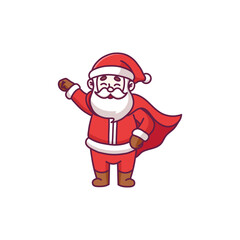 Cute santa claus cartoon character holding gifts
