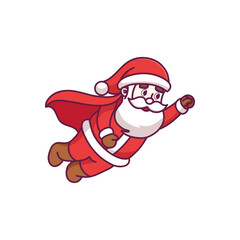 Cute santa claus cartoon character holding gifts
