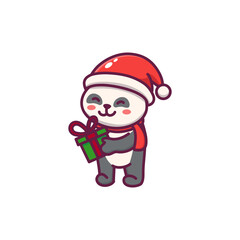 cute panda celebrating christmas