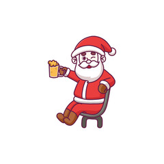 Cute santa claus cartoon character holding gifts
