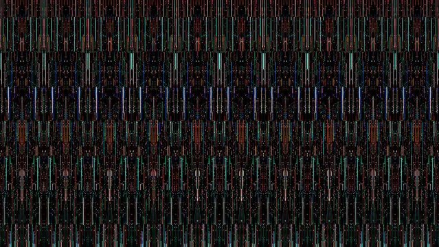 3D shining bright lines set wave motion, colorful, on black background	