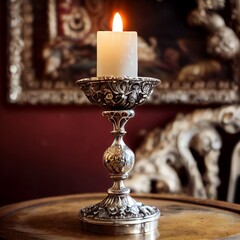 Antique silver Candle