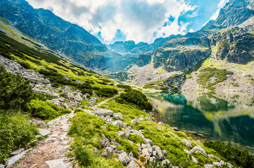 Obraz na płótnie Canvas Tatra National Park in Poland. Tatra mountains panorama, Hiking in Gasienicowa valley (Hala Gasienicowa) to Czarny Staw Gąsienicowy near Kasprowy Wierch