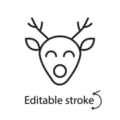 Deer head outline icon. Santa Claus helper emblem. Merry Christmas decoration. Isolated vector illustration