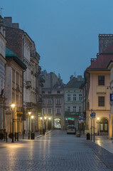Fototapeta na wymiar Mikolajska street in the night, Krakow, Poland, old city