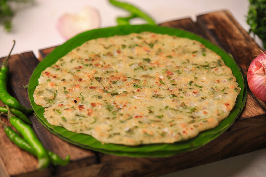 Akki rotti karnaraka famous rice based breakfast,rice bread closeup with selective focus and blur