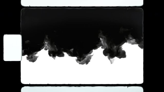 Authentic 4K Super 8 Film Frame With Sprocket Hole for Retro Smoke,Vapor,Fog - slow motion realistic smoke.