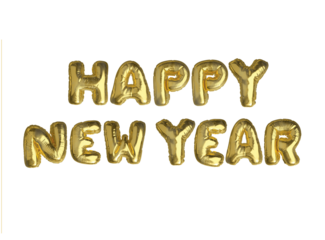 The isolated golden air balloon word HAPPY NEW YEAR