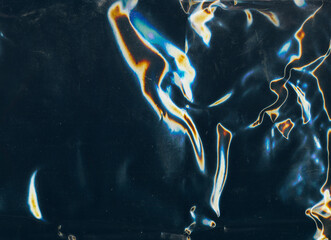 Aged film overlay. Dust scratches texture. Distressed surface. Blue orange white light flare grain noise on uneven faded abstract illustration background.