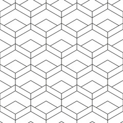 Geometric seamless pattern in outline style. Luxury texture with hexagons and rhombus figures. Abstract diamond shapes wrapping background. Intersecting lines on white. EPS8 vector illustration.