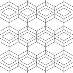Geometric seamless pattern in outline style. Luxury texture with hexagons and rhombus figures. Abstract diamond shapes wrapping background. Intersecting lines on white. EPS8 vector illustration.