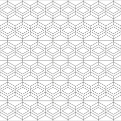 Geometric seamless pattern in outline style. Luxury texture with hexagons and rhombus figures. Abstract diamond shapes wrapping background. Intersecting lines on white. EPS8 vector illustration.