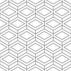 Geometric seamless pattern in outline style. Luxury texture with hexagons and rhombus figures. Abstract diamond shapes wrapping background. Intersecting lines on white. EPS8 vector illustration.