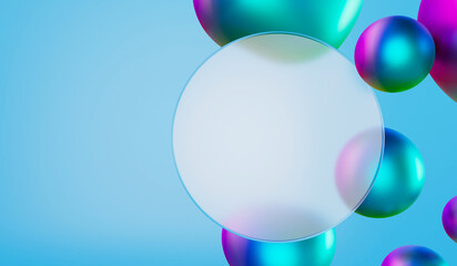 Abstract blank frosted glass background. Glass morphism effect. 3D Rendering