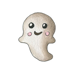 Cute ghost watercolor illustration.