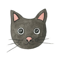 Black cat illustration.Halloween clipart.