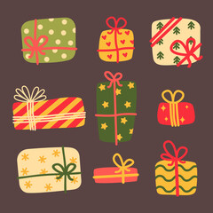 Collection of various gifts on a dark background