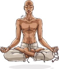 Fotobehang Meditating man. Vector illustration of a person practicing deep meditation. © nataliahubbert