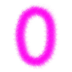Pink furry number 0 isolated on a white background