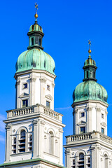 Fototapeta premium historic buildings at the old town of Kempten