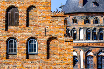 historic buildings at the old town of Lübeck