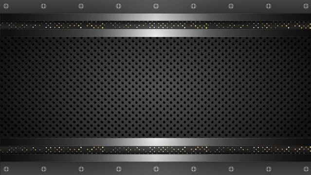 black background, gate opening and closing animation, silver frame design with black hole texture, footage for intros like games, video clips, etc.