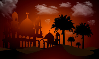 Islamic background in flat design illustration