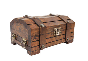 Vintage toy treasure chest isolated.
