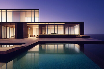 Modern design architectural villa. Designed using generative ai