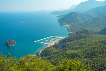 Panorama of Antalya (Turkey) overlooking the coast, view from Mount Tunektepe (Tunektepe Teleferik)...