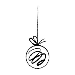 Christmas hand drawn ball. Doodle garland with holiday sketchy bauble