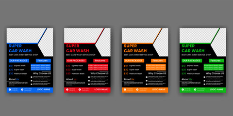 modern car wash car detailing and rental flyer, car service, and price list flyer, automobile car service flyer
