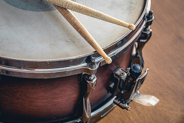 Fototapeta premium Close-up, drumsticks on a blurred background.