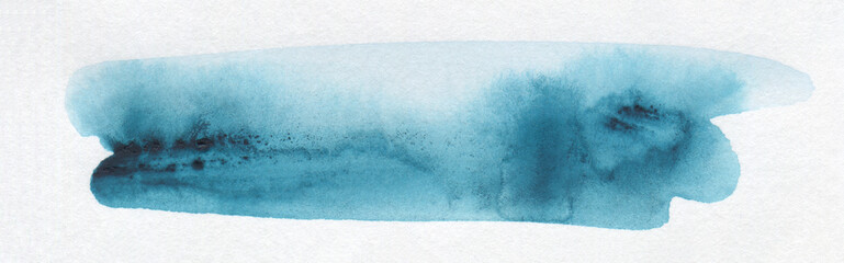 Abstract wet flow watercolor brush trokes painting background. Texture paper. Horizontal long banner..