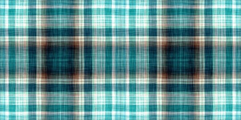 Teal rustic coastal beach house border check fabric tile. Seamless sailor flannel edging trim textile. Gingham rustic banner ribbon endless tape.