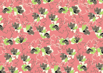 seamless pattern with abstract flowers