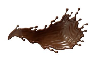 Coffee or hot dark chocolate splashing wave, 3d food illustration
