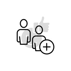 add to friends concept line icon. Simple element illustration. add to friends concept outline symbol design.