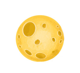 Illustration of the drawn moon. Isolated on a white background.