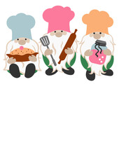 Dwarves cook food in the kitchen. Gnomes svg. Home decor. Isolated on transparent background.	