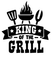 King of the grill vector file. Barbeque party. Father's Day decor. BBQ clipart. Isolated on transparent background.