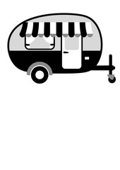 Camping decor. Travel trailer clip art. Isolated on transparent background.