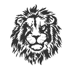 Fototapeta na wymiar Black lion's head. PNG illustration.