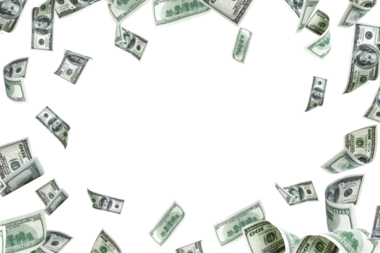 Us dollar bill. Washington American cash. Falling usd money background.