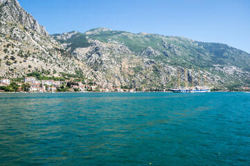Fototapeta na wymiar Panorama of the Bay of Kotor and the town Kotor