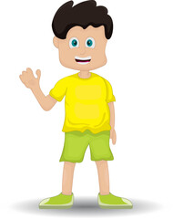 vector cute happy little boy waving hello isolated