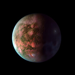 Exoplanet, deep space, planet with life, space illustration,  alien world