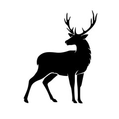 Black deer illustration. PNG.